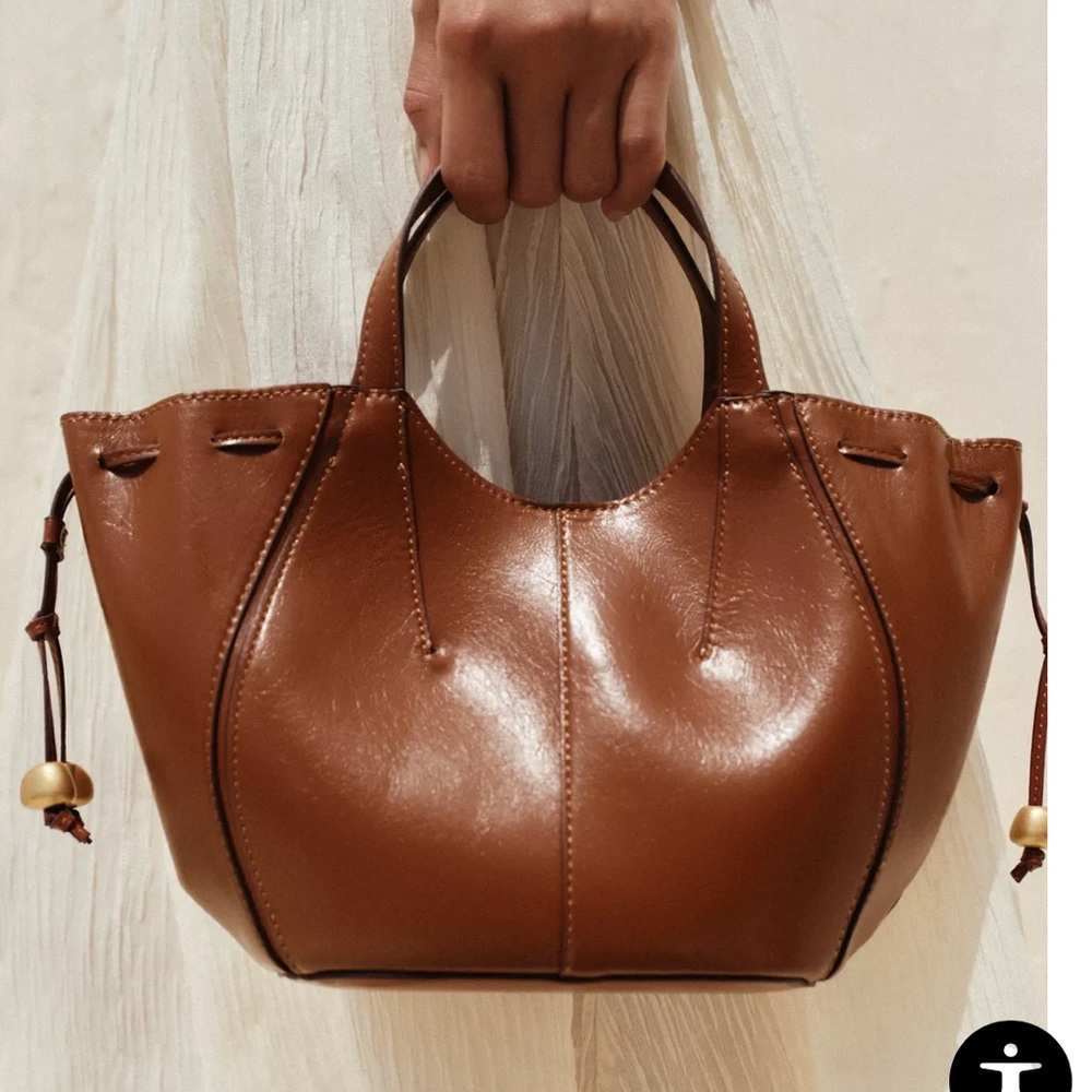 Zara Tan Leather Shoulder Bag